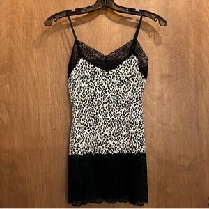 White House Black Market Animal Print Cami with Black Lace